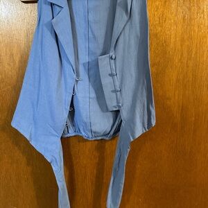 Blue Corset Top with Button Details